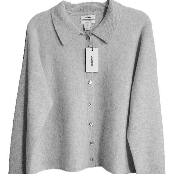 NEW Jason Wu Cashmere Collared Cardigan Sweater Gray Women's Size S - Picture 11 of 11